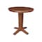 International Concepts 36 in. Solid Wood Round Extension Dining Table with 2 Counter Height Stools in Distressed Oak K42-36RXT-23B-S61722 - alternate 2